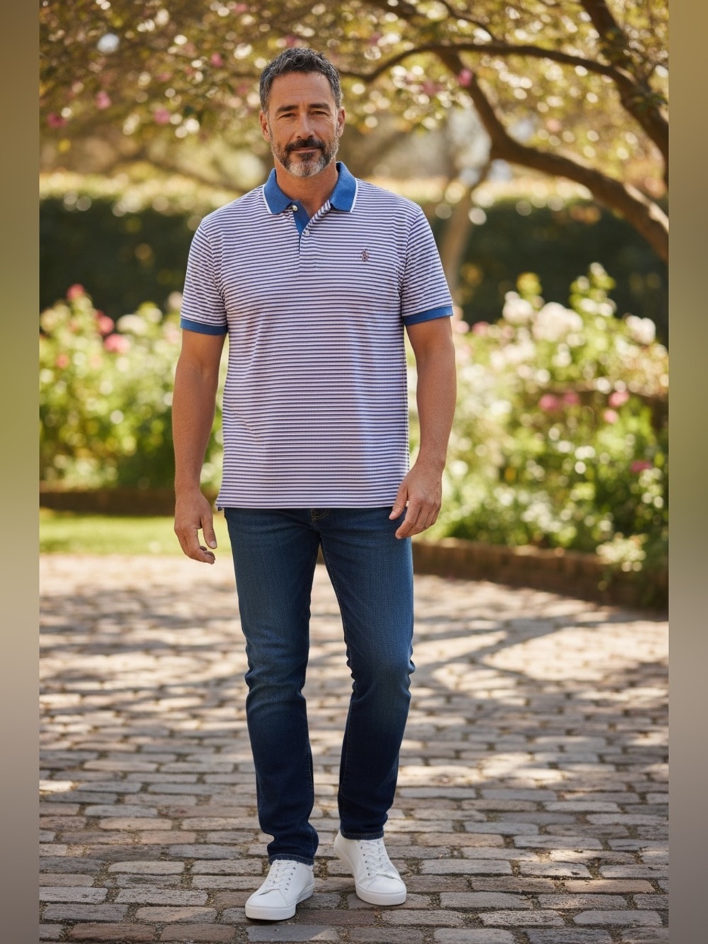U.S. Polo Assn. Blue Pink White Striped Shirt-Size 3X